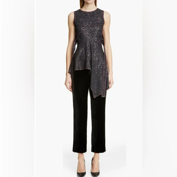 SIES MARJAN Genevieve asymmetric glittered crepe top - Picture 1 of 13